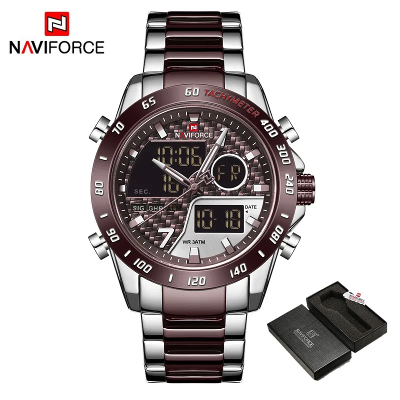 NAVIFORCE Luxury Brand Men's Wrist Watch Military Digital Sport Watches For Man Steel Strap Quartz Clock Male Relogio Masculino 