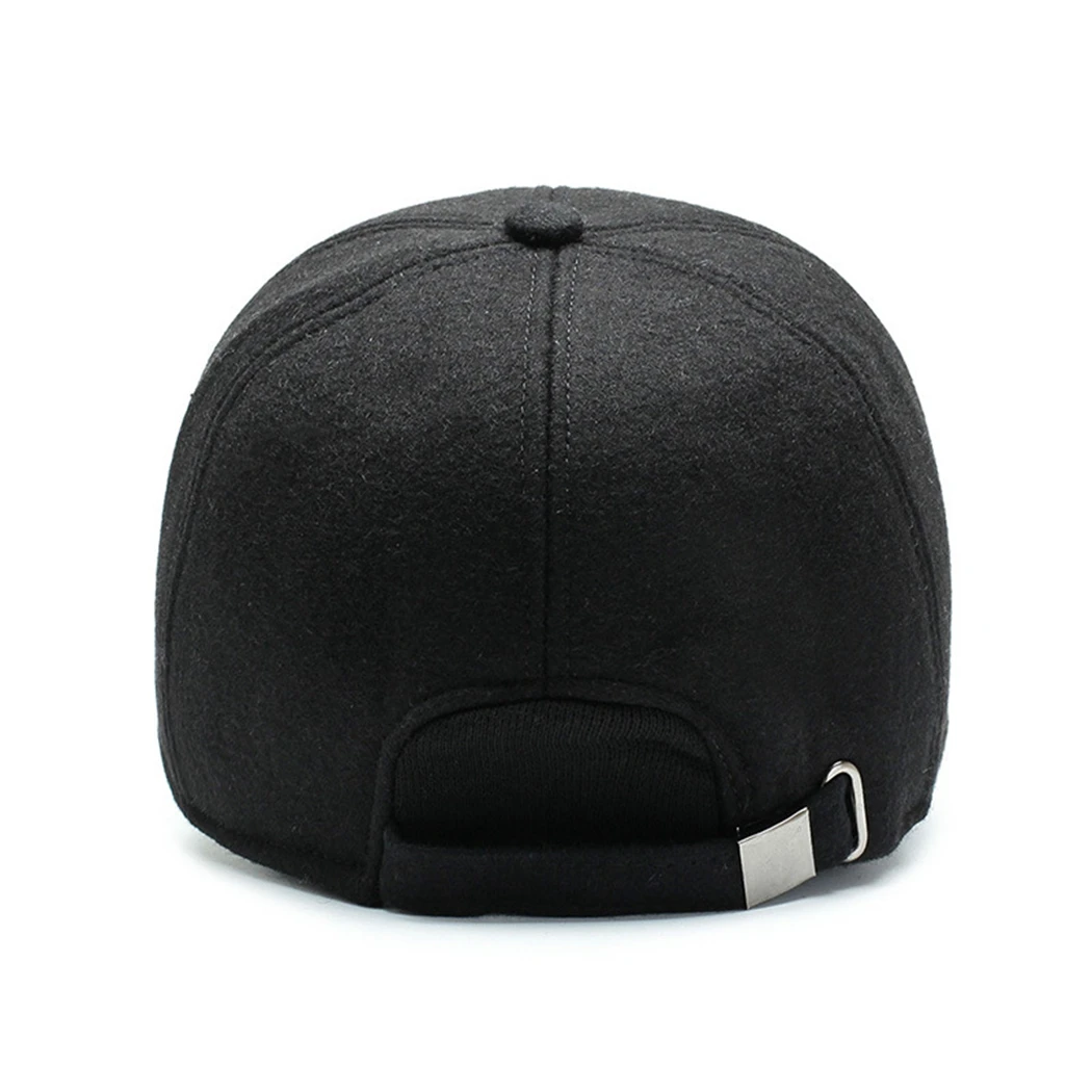 Хип-хоп кепка Snapback Зимняя шерстяная смесь папа шляпа мужская Осенняя одноцветная Ушная бейсболка Новая повседневная Кепка s вышивка на кепке