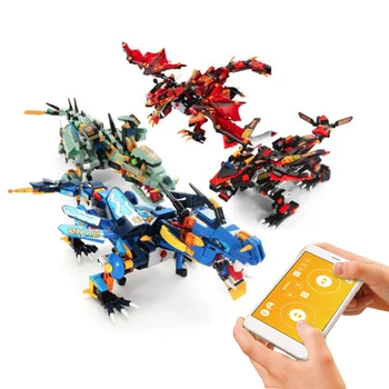 

2.4G APP Remote Control Ninja Evil Dragon Building Blocks Technic Creator RC Dinosaur Motor Power Bricks Children Toys