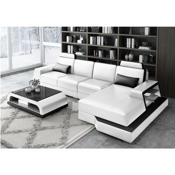 

New arrival brown leather sofa modern sofa with bluetooth music player USB charge