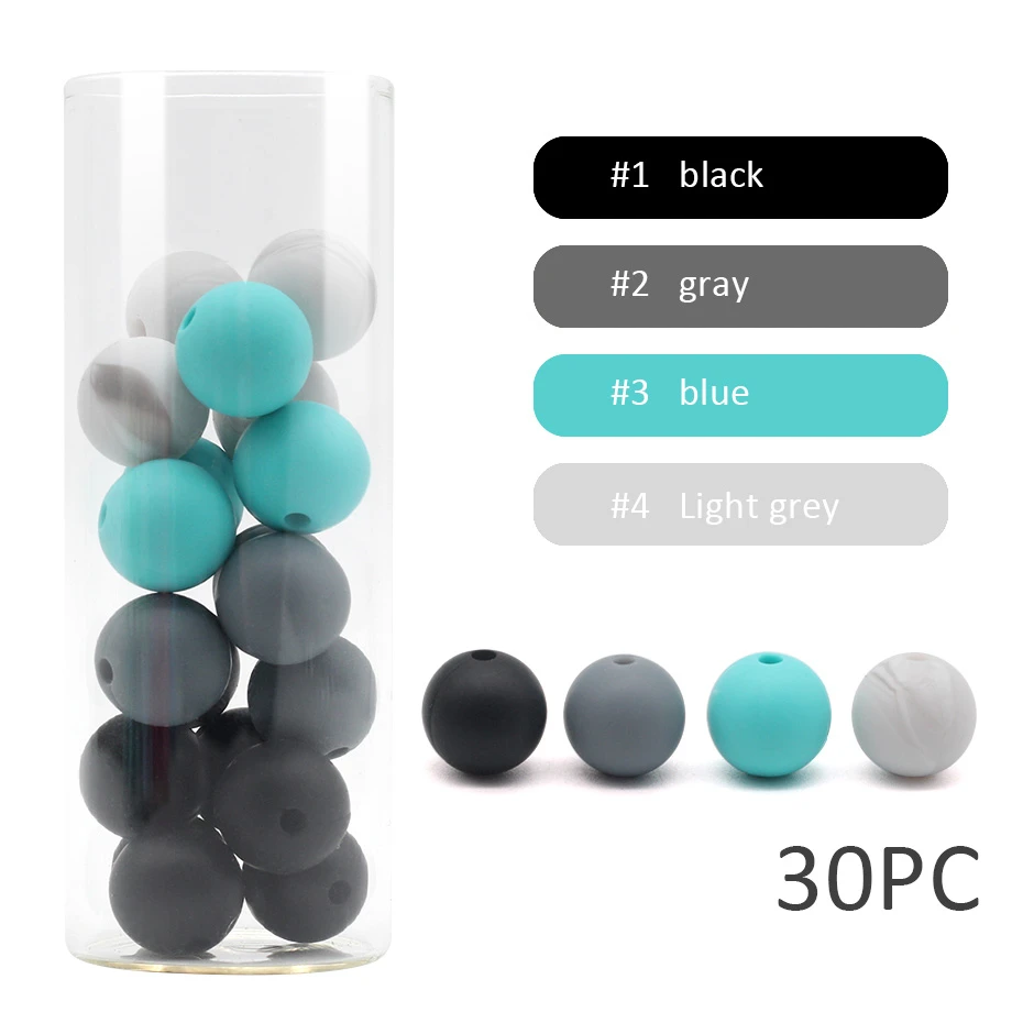 

30pcs Silicone Beads New Color Accessories Round Beads Food Grade Beads DIY Jewelry Baby Teethers Nurse Beads 12mm