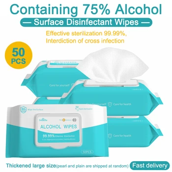 

50pcs/box Disinfection wipes Antiseptic Pads Alcohol Cleaning Wet Wipes Swabs Skin Care Sterilization First Aid Tissue Box