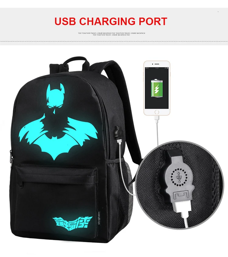 Противоугонный ночник, школьные сумки, зарядка через usb, мужские светящиеся рюкзаки, Mochila, модный мультяшный школьный рюкзак для студентов