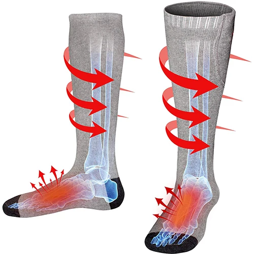 Heated Socks Men Women Rechargeable Electric Battery Operated Heat Socks Kit,Sports Winter Warm Thermal Socks Outdoor Climbing - Цвет: Gray