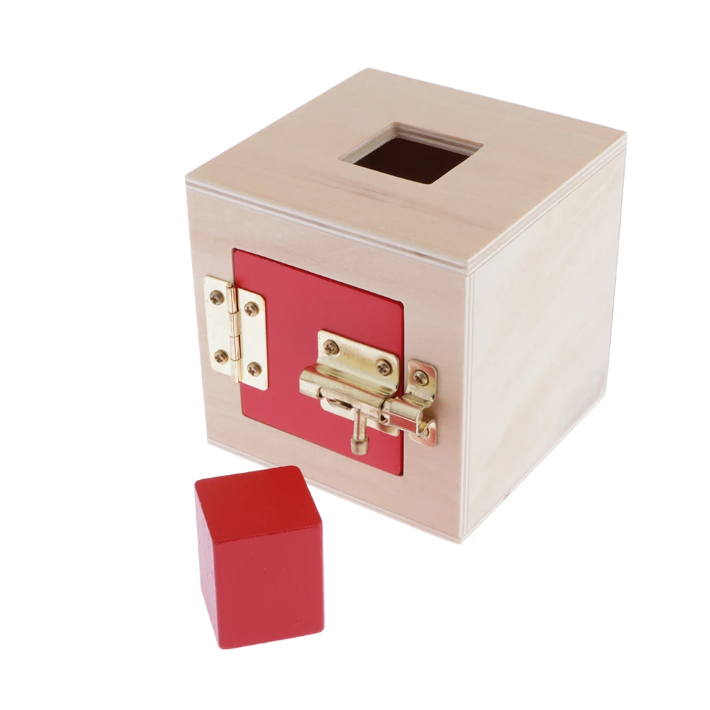 Wooden Montessori Educational Toy, Colorful Lock Box (6 Kinds Locks Optional), Geometry Blocks Puzzles Game, Kids Preschool Toy