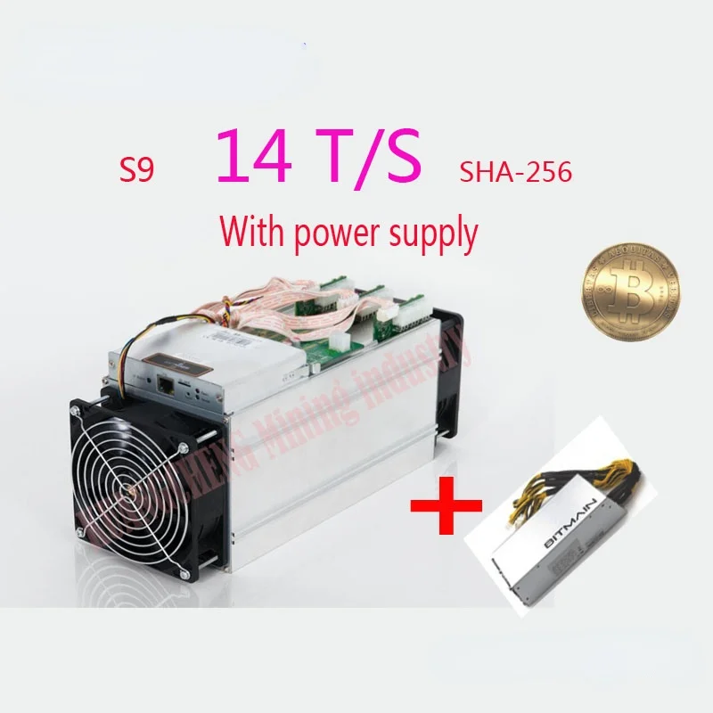 ETH BTC KUANGCHENG! AntMiner-машина для майнинга биткоинов S9 минерала Asic 16 нм 14 T/S с блоком