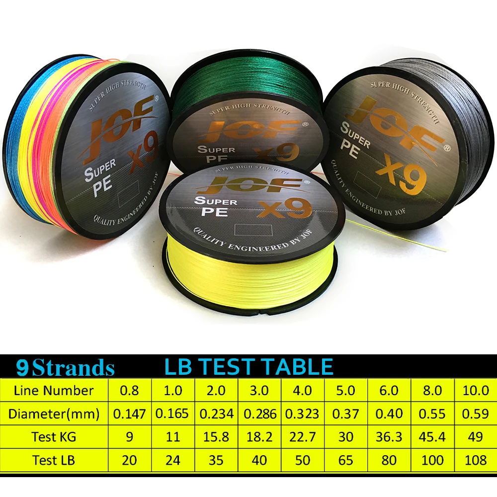 JOF 9 Weaves Fishing Line 500M 300M 100M 9 Strands Braided Fishing Line Multifilament PE Line 20 24 35 40 50 65 80LB JOF 9 Weaves Fishing Line 500M 300M 100M 9 Strands Braided Fishing Line Multifilament PE Line 20 24 35 40 50 65 80LB