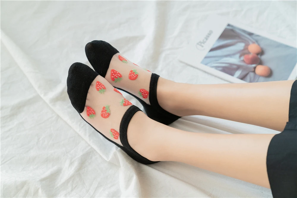 3 Paar süße Mädchen japanische Korea glücklich lustig Cartoon Baumwolle Eis Seide Socken Harajuku Obst Jacquard dünn atmungsaktiv rutschfest – Detail 30