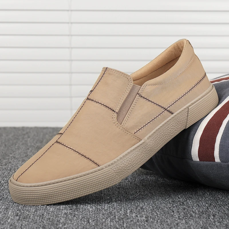 Men Canvas Loafers slip on Driving Shoes men soft Moccasins spring autumn Fashion Men's Casual Breathable Flats | Обувь