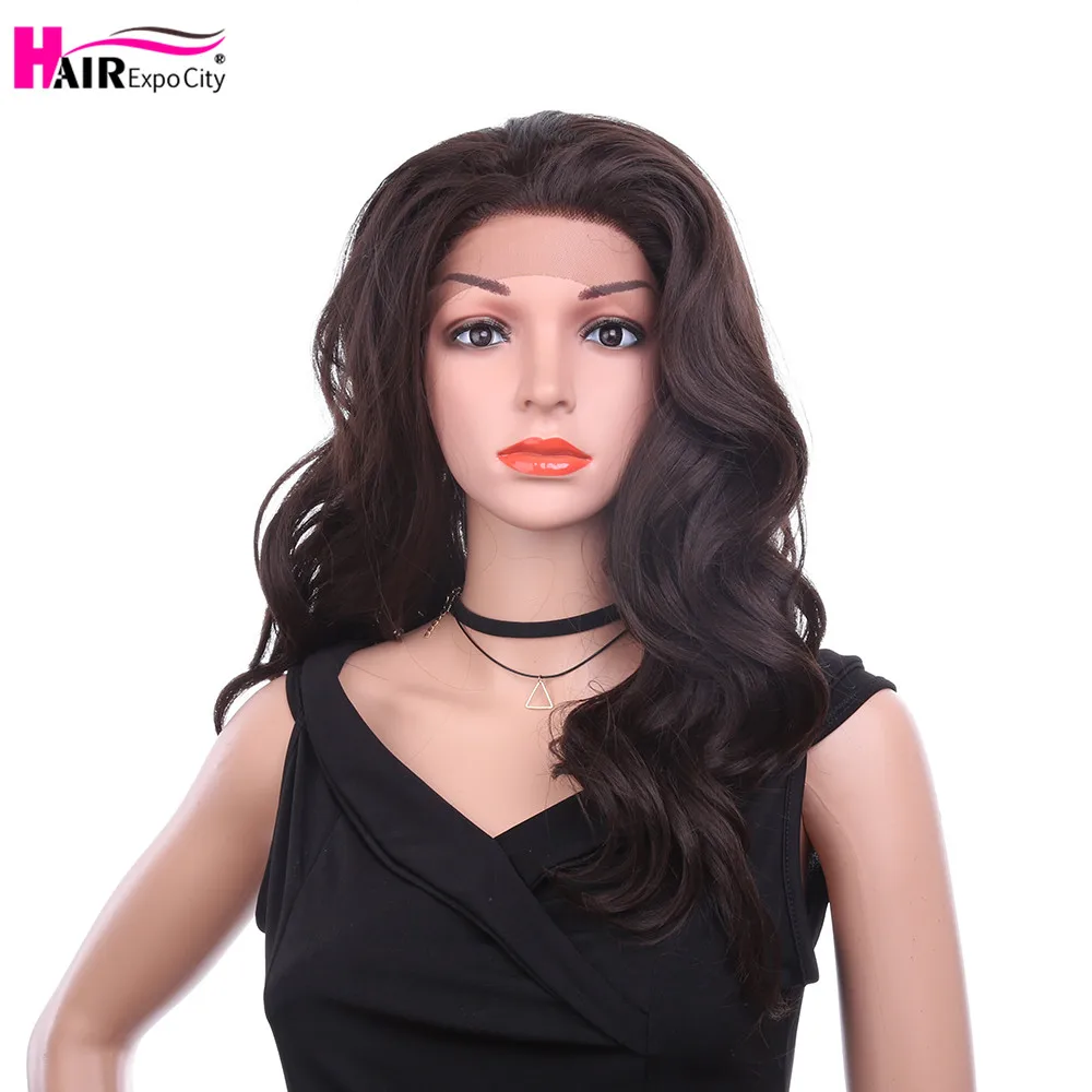 

26inch Long Wavy Wig Synthetic Lace Front Wig For Black Women Heat Resistant Cosplay Wig Ombre Brown Grey Hair Expo City
