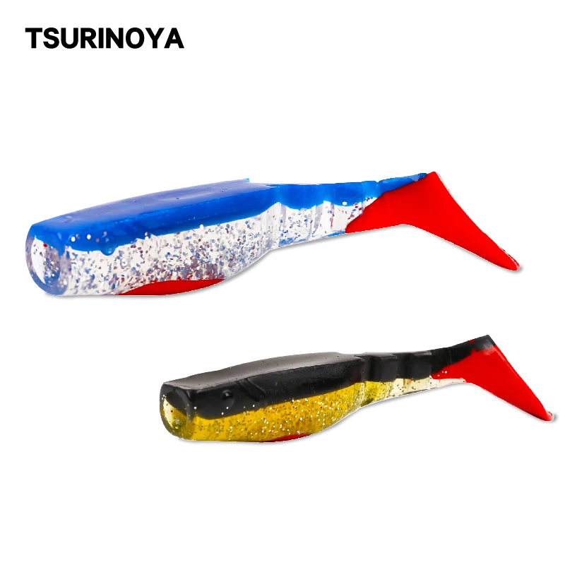 TSURINOYA для рыбалки Мягкая приманка TS1701/TS1702 многосекционные T-хвост рыбы 4 шт./8 шт. искусственные мягкие червь приманки Шад мягкие Swimbait