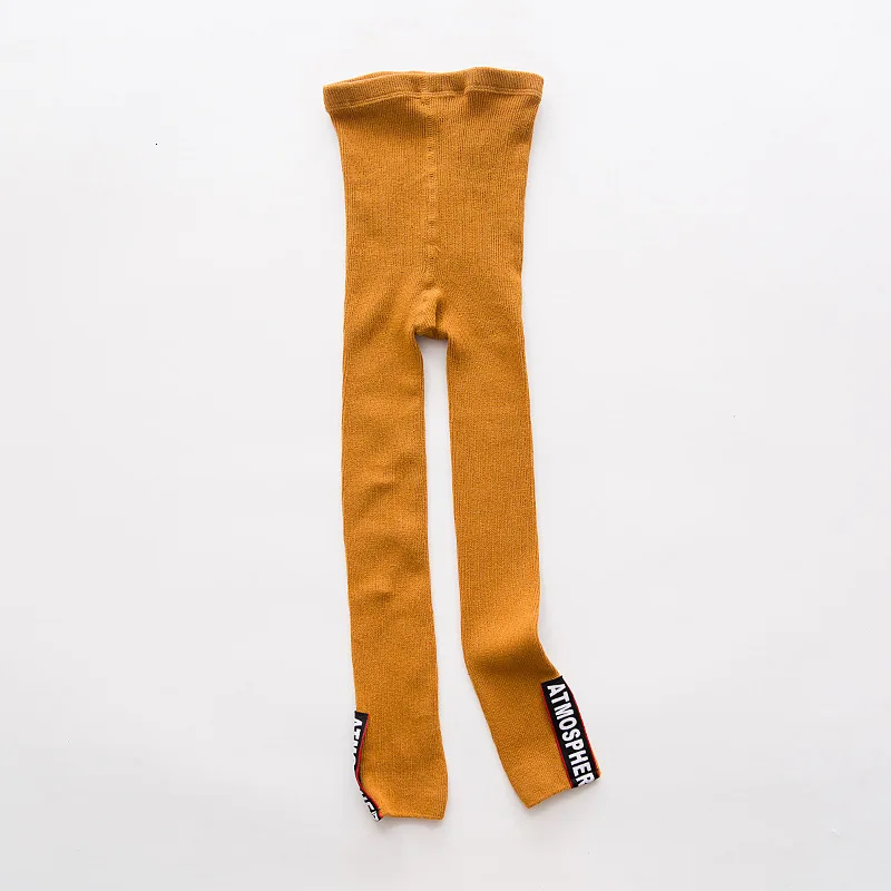 Высококачественные леггинсы из хлопка для девочек, цветная нашивка, дешевые теплые и удобные брюки для девочек 3-8 лет - Цвет: turmeric