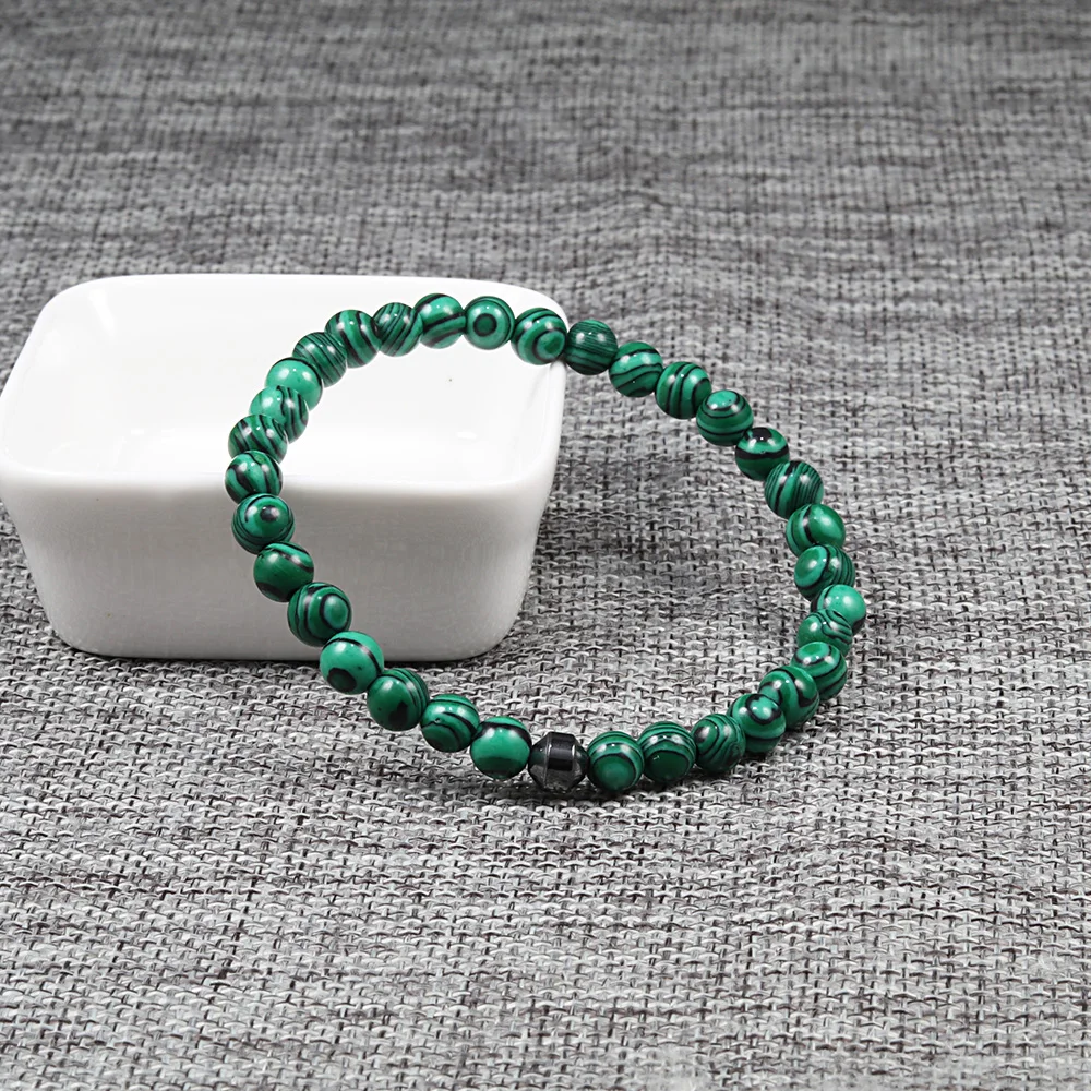 6mm Cylinder Hematite Bracelet Tiger Eye Natural Volcanic Stone Charm Men Women Beaded Bracelets Jewelry Homme pulseras hombre - Image 3