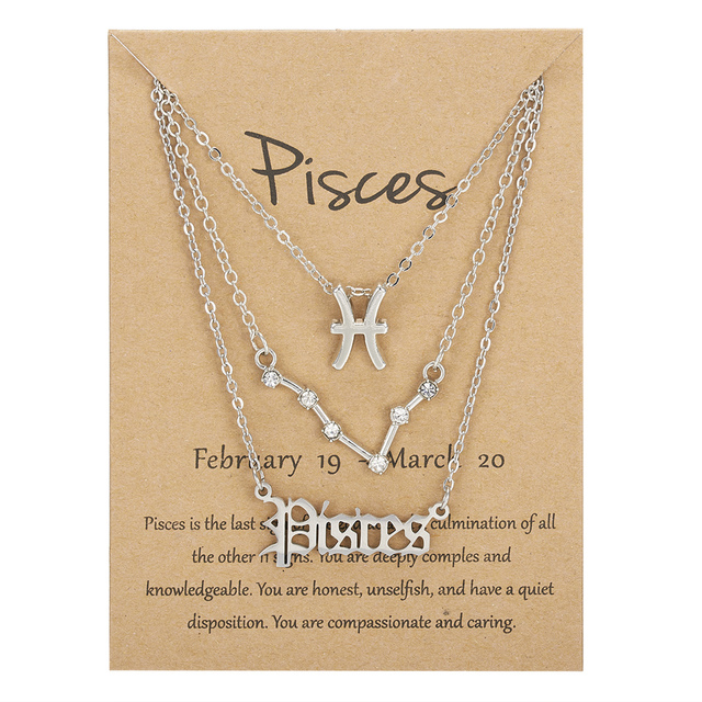 12 Constellation Pendant Necklaces Couple Lover Fashion Cardboard Star Zodiac Sign Charm Pisces Necklace Jewelry Gifts