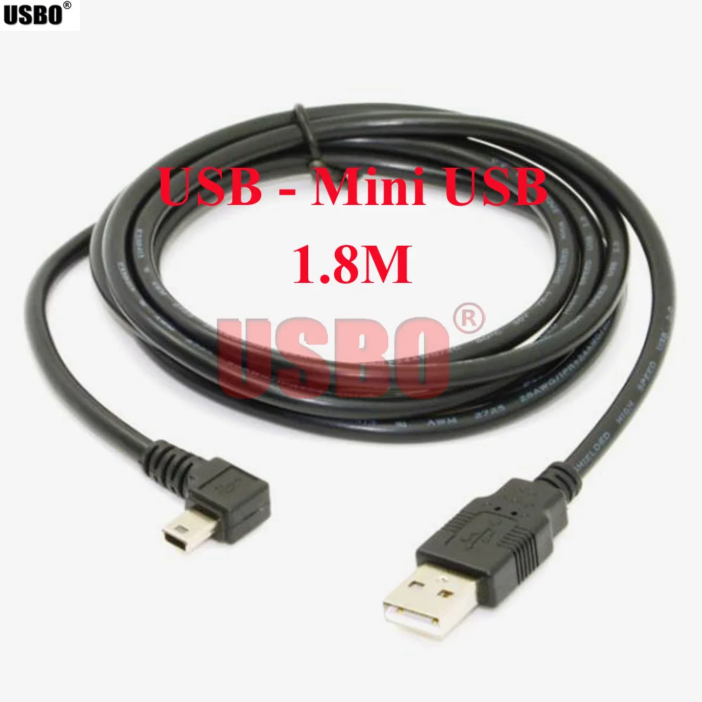 1.8M Высокое качество локоть черный 0,5 м 1,8 м 3,0 м 5,0 м USB 2,0 USB-A папа к мини-usb Мужской кабель для передачи данных - Цвет: 1.8M