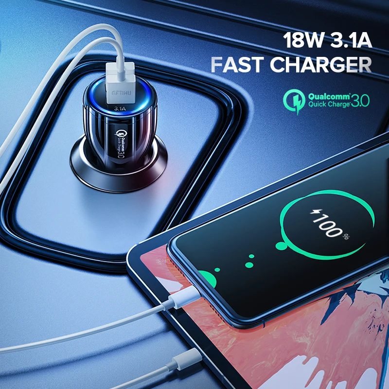10 шт./лот автомобильное USB зарядное устройство Quick Charge 3,0 2,0 зарядное устройство для мобильного телефона 2 порта USB быстрое автомобильное зарядное устройство для iPhone samsung Автомобильное зарядное устройство