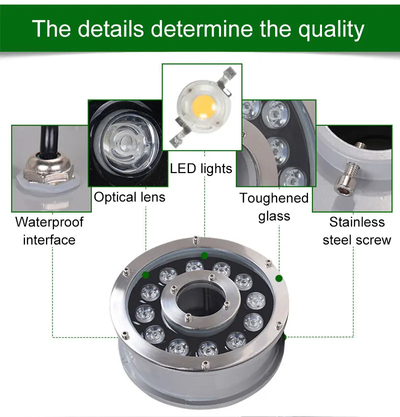 Decorativa para Piscinas Led de Aço Ip68 à Prova Inoxidável Fonte Piscina Acessórios Fontes Subaquáticas Dip68 Água Lâmpada Luz 11 acessórios fontes subaquáticas ip68 à prova dip68