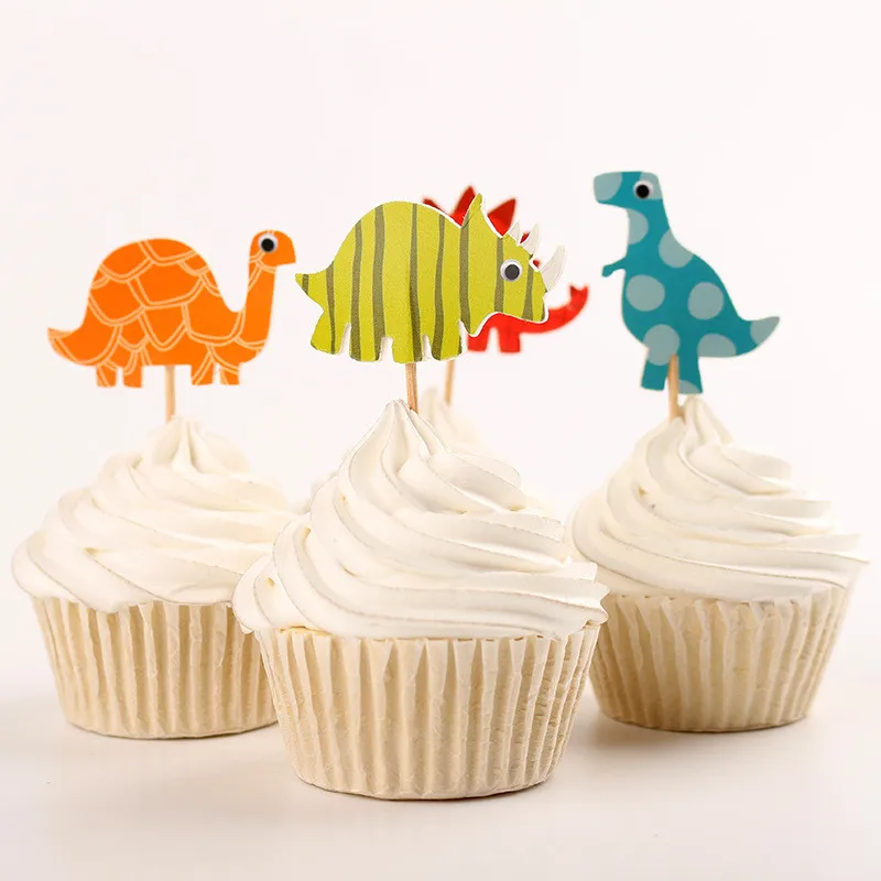 

Cakelove 24pc EVA Happy Birthday Dinosaur Theme Paperboard Cupcake With Sticks Baby Shower Event Party Decorations Cake Toppers