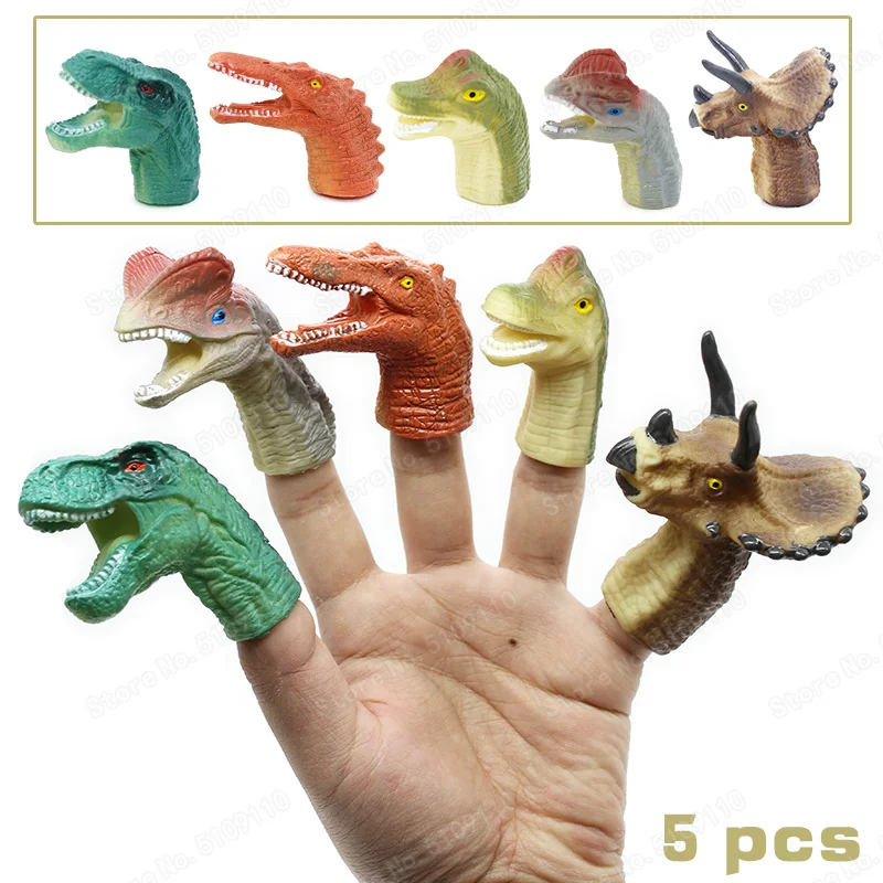 5PCS Dinosaur finger toy mini dinosaur model parent-child interactive Animal Jurassic Toy Kid Tell Story Prop Educational | Игрушки и