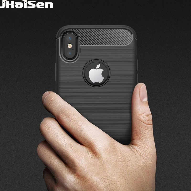 Силиконовый чехол из углеродного волокна для iPhone 5 6 7 8 Plus противоударный ТПУ X XR XS