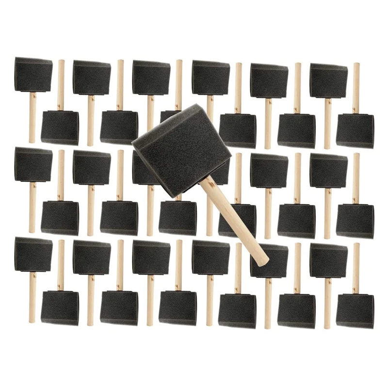 

3inch Wooden Handle Poly Foam Brushes 36 PC Set All 3inch. Great for Crafts, Press Ups, Art, Paints, Stains