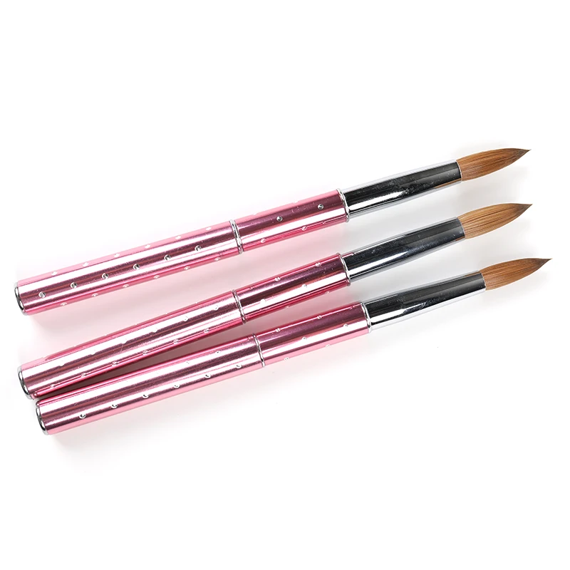 ANGNYA 1 Pcs Acrylic Nail Art Brush Kolinsky Sable Hair Brush Manicure Powder Crystal Handle Pro Nail Drawing Pen Nail Art Tools 6