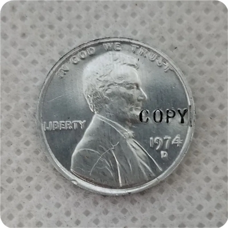 США 1974-S, D алюминий Lincoln Пшеница цент, Пенни копия - Цвет: 1974-D