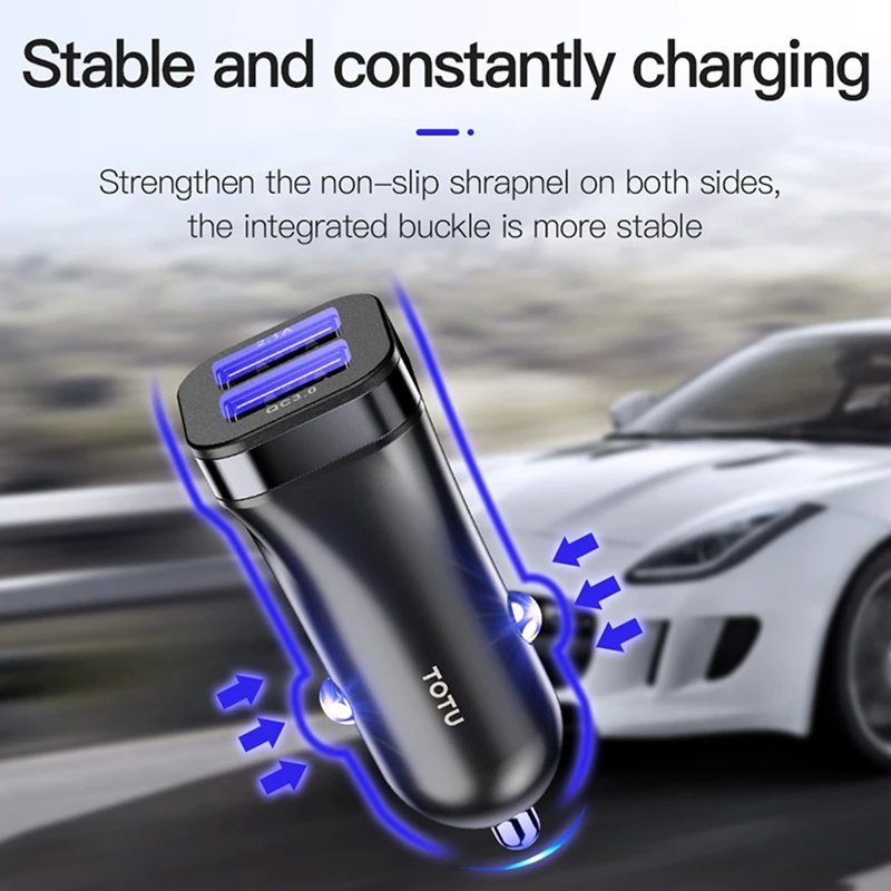 TOTU телефон usb зарядный кабель мини двойной USB Автомобильное зарядное устройство для мобильного телефона