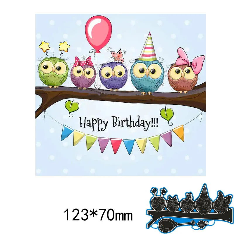 

12.3*7cm Creative new Handicraft Metal Cutting Dies cute animal owls Scrapbook embossing Paper Craft Album Card Punch Knife