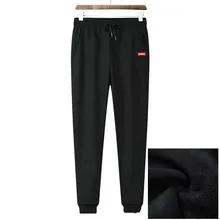 Новинка, Зимние флисовые тренировочные штаны, мужские шаровары, стрейчевая одежда, теплые штаны с буквенным принтом, Мужские штаны из полиэстера для бега