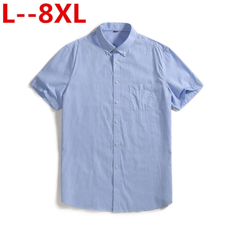 Рубашка мужская однотонная в полоску хлопок короткий рукав отложной воротник не