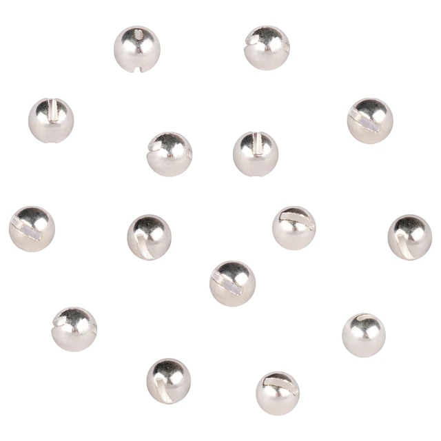 MUUNN 100pcs 3.8-6.4mm Tungsten Slotted Beads Fly Tying Material Multi-Color Fly Fishing Tungsten Beads  Fishing Weights SILVER