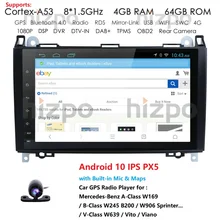 Android 4 + 64 araba NODVD oynatıcı Mercedes Benz B200 A B sınıfı W169 W245 Viano Vito W639 Sprinter w906 radyo multimedya GPS Navi