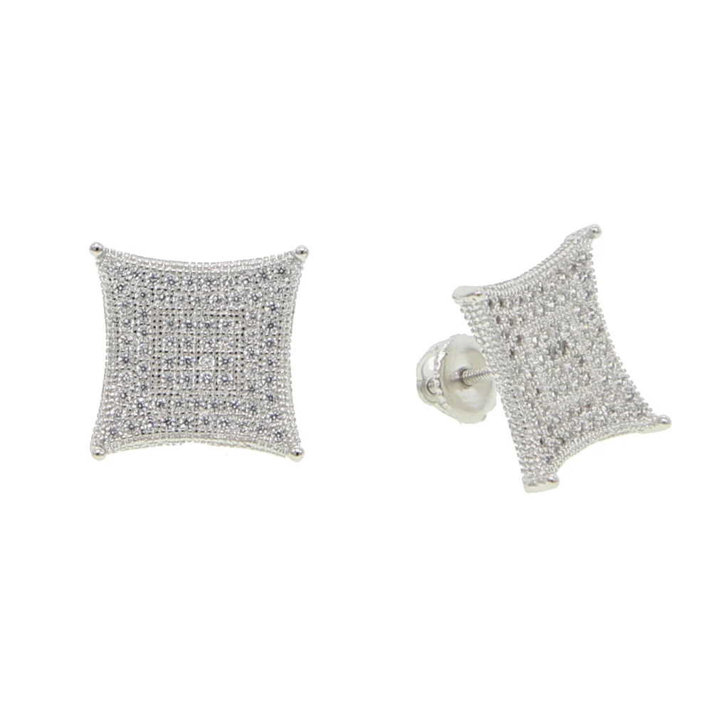 Микро pave cz Серьги Кайт форма полный iced out кубического циркония закручивающаяся задняя часть уличный крутой мальчик мужские ювелирные серьги