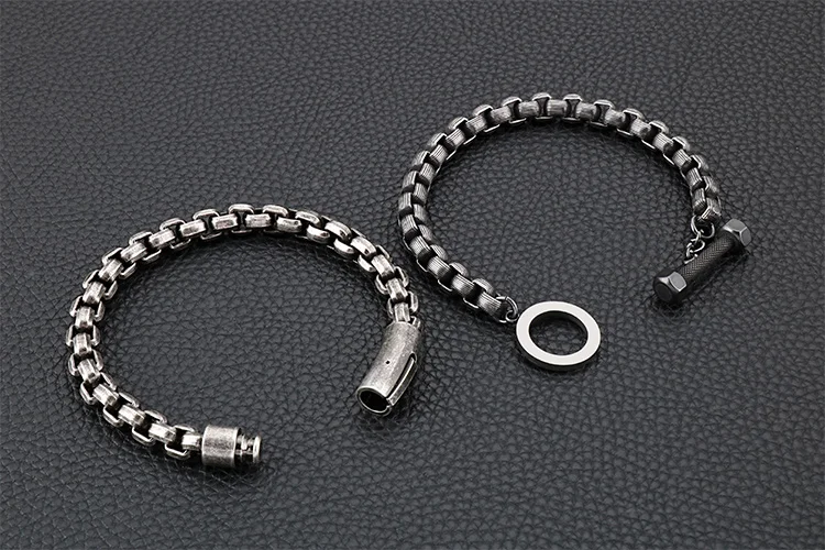 Винтажный браслет из нержавеющей стали для мужчин 8 мм толстая цепочка мужские s браслеты подарки лучшим друзьям для мужей бойфренда Прямая поставка