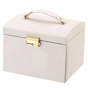 

Casegrace Multi-Function Storage Box Leather Jewelry Organizer Multi-Layer Jewelry Display White