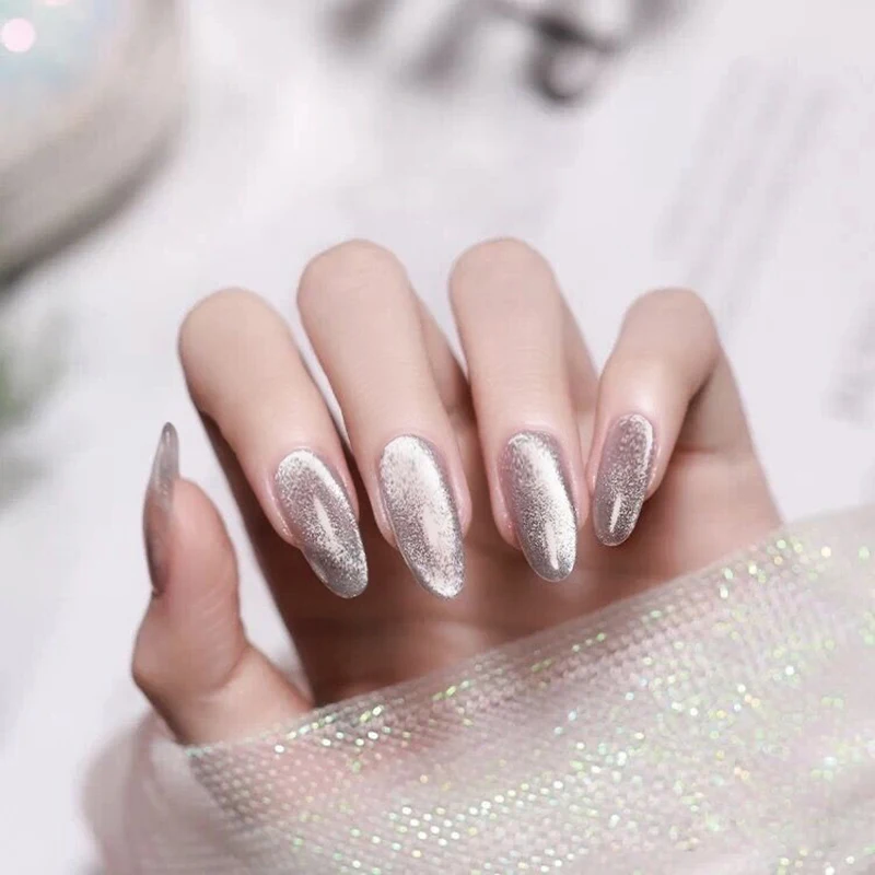 

24pcs/box Cat Eye Fake Nails Phototherapy Patch Wearable False Nail Short Full Cover False Nail Wedding For Winter Autumn