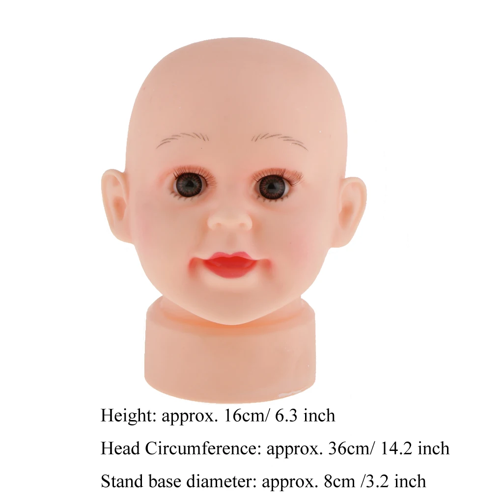 Child Size Baby Boy Mannequin Manikin Head For Hair Wigs Hats Glasses Holder Show Stand Display Free Stand 6.3 inch Tall