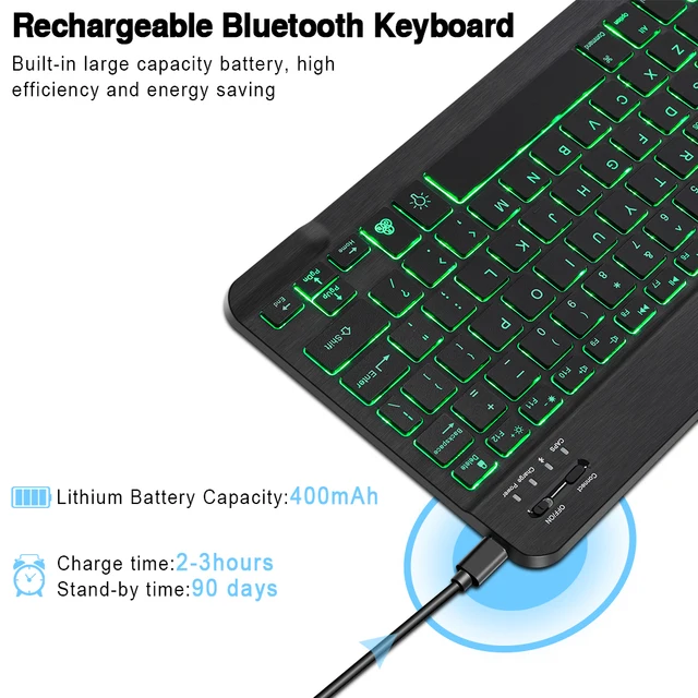 RGB Bluetooth Keyboard and Mouse Rechargeable Wireless Keyboard Mouse Russian Spainsh Backlight Keyboard For Tablet ipad Laptop 2