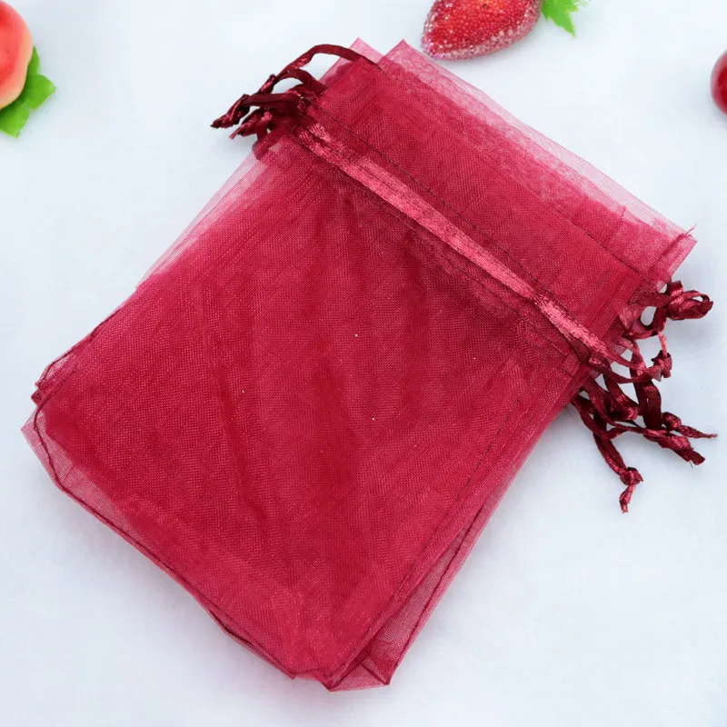 100 шт Высокое качество 17x23 см большой мешок из органзы Белый цвет свадебный подарок конфеты мешок для подарков, упаковка для ювелирных изделий сумки - Цвет: Dark Red