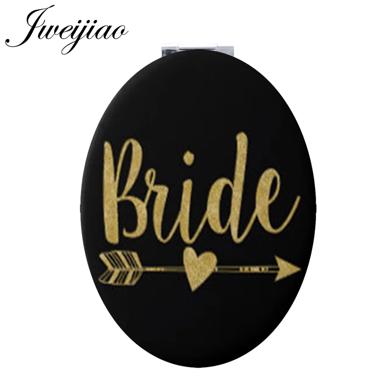 

Youhaken letters bride Cupid's arrow logo Beauty Oval Double Sides make up Mini mirror for spouse engagement BM01