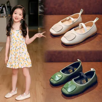 

Girls Elegant Shoes 2020 New Fashion Korean Children's Spring Wide Pu Leather Danceing Princess Shoes Kids Shoe Girls Sneakers