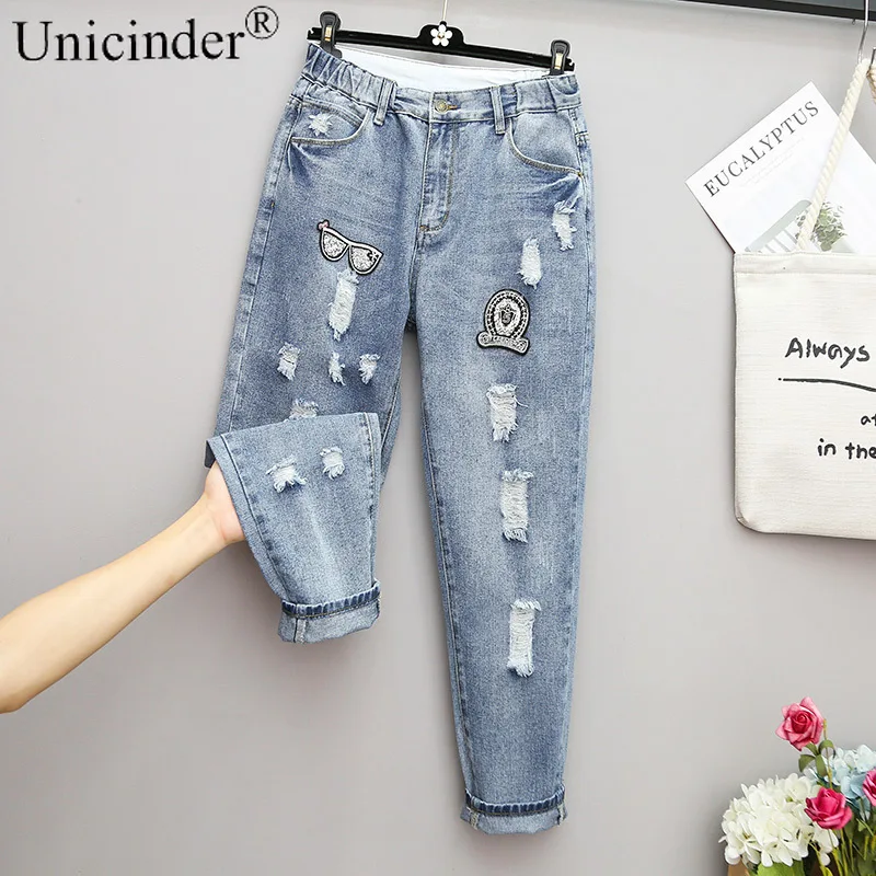 

Unicinder 2021 New Jeans Plus Size Women's Loose Harem Pants Radish Pants Full Length Elastic Waist 5xl Plus Size for Women#0044