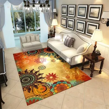 

National Style Bohemia Parlor Carpet Area Rugs Flannel Soft Bedroom Rugs Bedside Mat Nordic Large Living Room Carpet