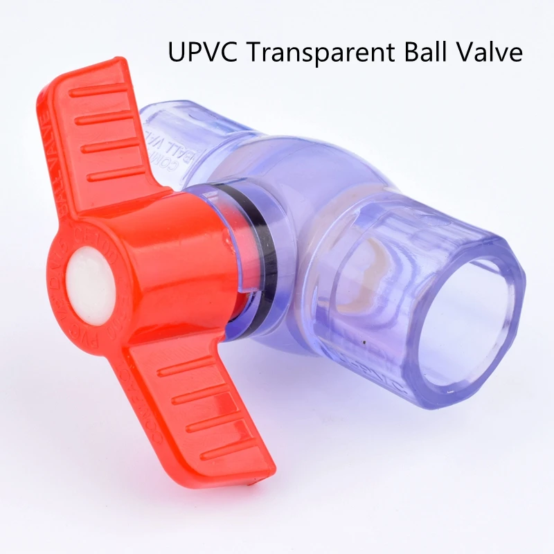 

1pc 20mm 25mm 32mm 40mm 50mm 63mm UPVC Transparent Ball Valve Garden Irrigation System Aquarium Fish Tank Accessories