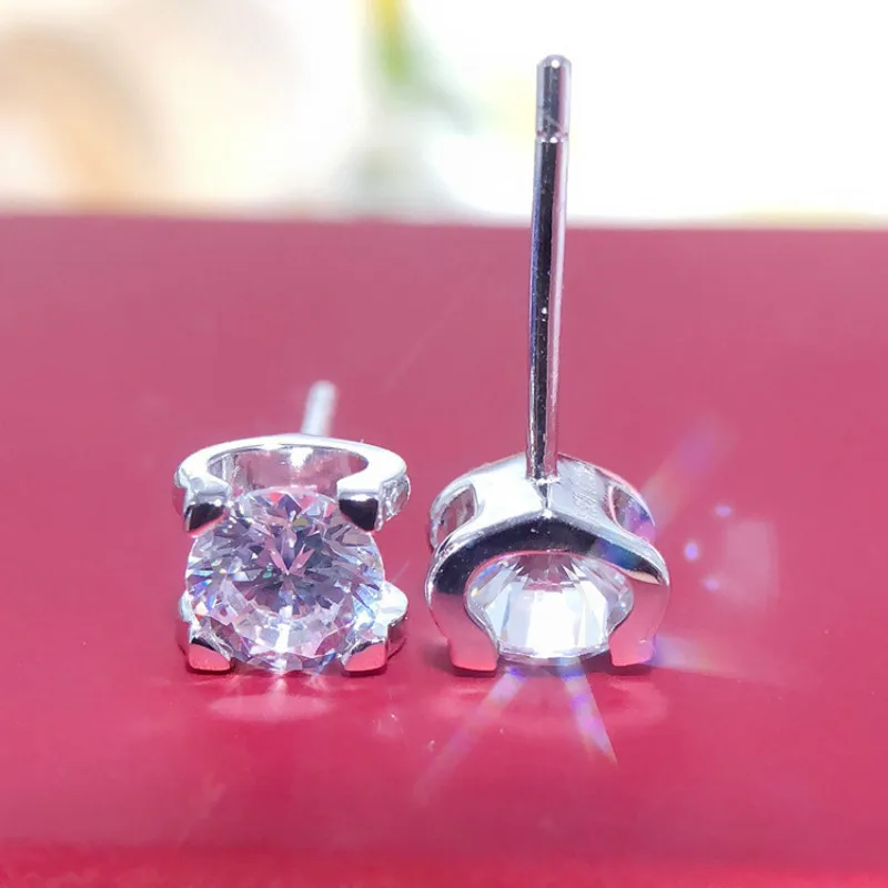 925 чистого серебра серьги-гвоздики для женщин имитировать Moissanite Высокое качество модные серьги классические женские ювелирные изделия