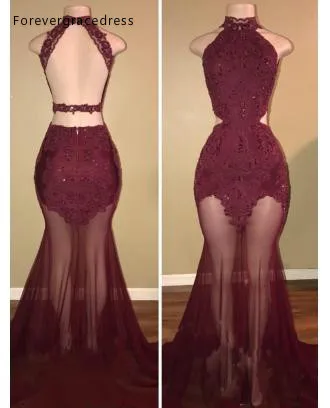 Prom Dress Mermaid Высокий воротник с открытой спиной праздничная одежда Выпускной Вечеринка платье изготовление на заказ; Большие размеры - Цвет: PICTURE COLOR