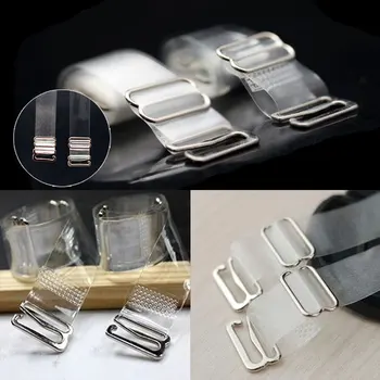 

1 Pairs Metal Buckle Bra Straps Belt Women's Elastic Transparent Silicone Adjustable Invisible Intimates Women Accessories