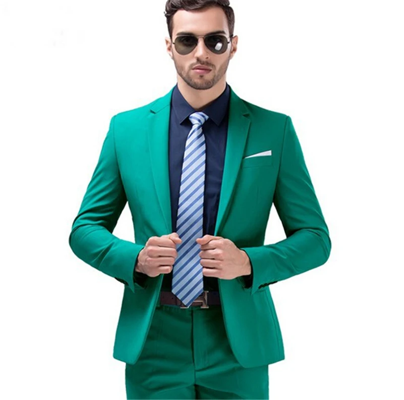 

Custom Made Slim Fit Groom Tuxedos Dark Turquoise Groomsmen Notch Lapel Men Wedding Suits Best Mens Suit (Jacket+Pants) B812