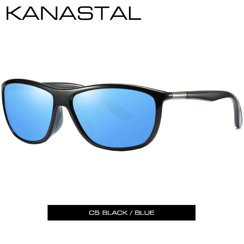 blue KANASTAL, фирменный дизайн, мужские солнцезащитные очки, поляризационные очки, аксессуары, квадратная оправа, для вождения, солнцезащитные очки, мужские очки, тени, UV400 - Цвет линз: blue